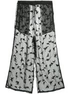 Ikumi Embroidered Sheer Trousers - Black