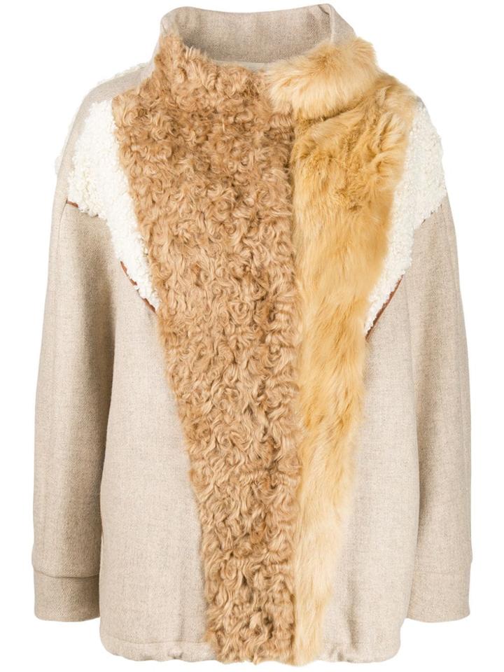 Tela Shearling-panelled Jacket - Neutrals