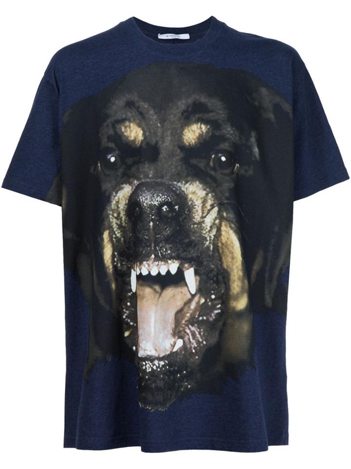 Givenchy Oversized Rottweiler Print T-shirt, Men's, Size: Medium, Blue, Cotton