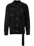 Maison Mihara Yasuhiro Front Strap Buttoned Jacket, Men's, Size: 48, Black, Goat Suede