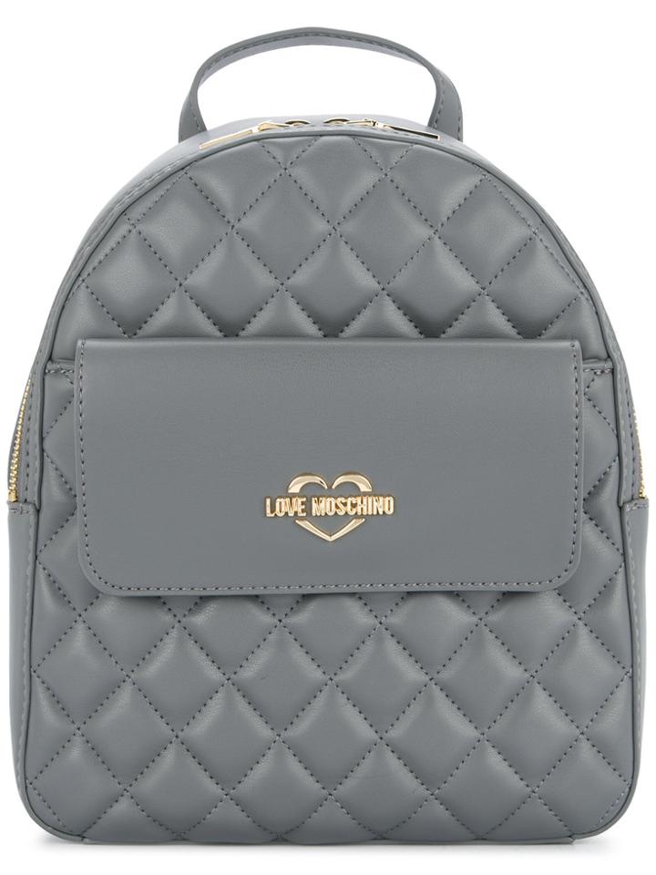 Love Moschino Small Quilted Backpack - Grey
