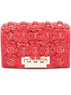 Zac Zac Posen Flower Embellished Clutch, Women's, Red, Calf Leather