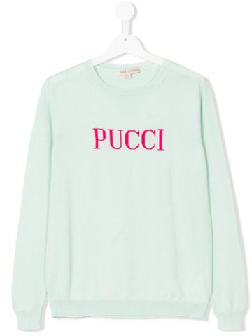 Emilio Pucci Junior Logo Embroidered Sweatshirt - Green