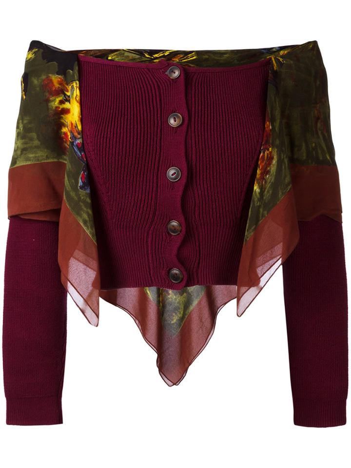 Jean Paul Gaultier Vintage Scarf Detail Cardigan - Red