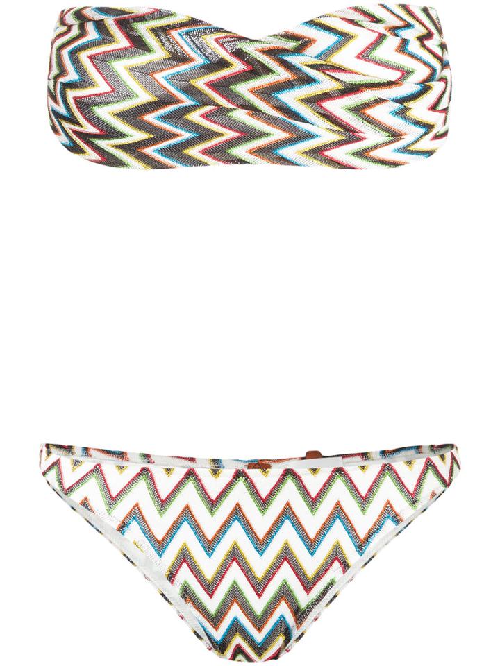 Missoni Chevron Pattern Bikini, Women's, Size: 42, Black, Viscose/cupro/polyester/spandex/elastane