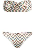 Missoni Chevron Pattern Bikini, Women's, Size: 42, Black, Viscose/cupro/polyester/spandex/elastane