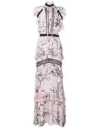 Just Cavalli Magnolia Print Long Dress - Pink & Purple