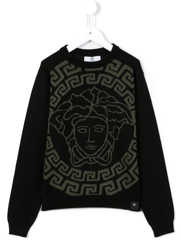 Young Versace Medusa Print Sweatshirt, Girl's, Size: 10 Yrs, Black