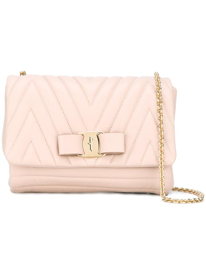 Salvatore Ferragamo Bow Shoulder Bag, Women's, Nude/neutrals, Lamb Skin/calf Leather