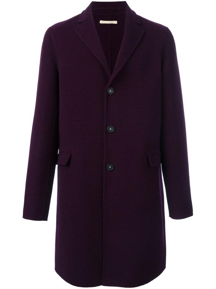 Massimo Alba Checked Coat, Men's, Size: 48, Pink/purple, Viscose/virgin Wool