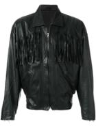 Versace Vintage Fringed Leather Jacket - Black
