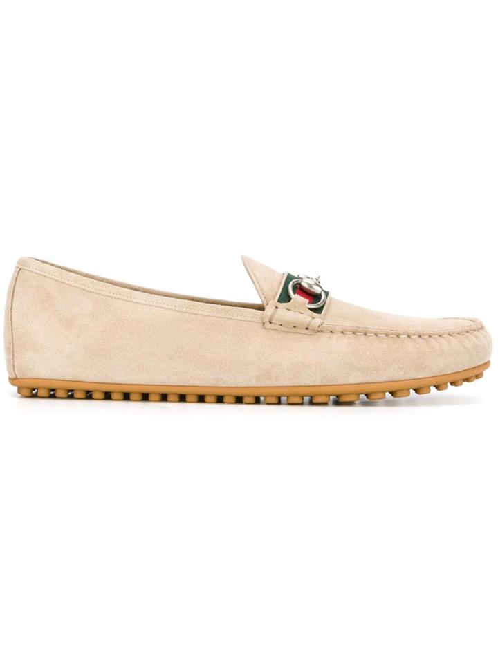 Gucci Web Horsebit Driving Loafers - Nude & Neutrals