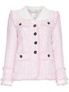 Alessandra Rich Single Breasted Tweed Cotton Blend Jacket - Pink &