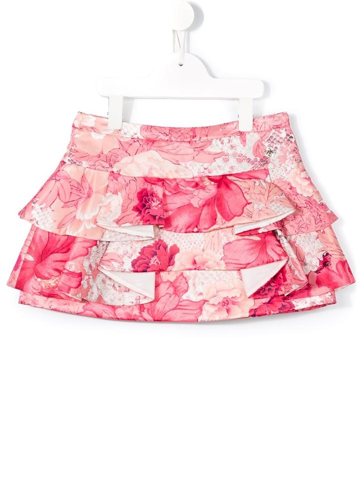 Roberto Cavalli Kids Floral Print Skirt, Girl's, Size: 12 Yrs, Pink/purple