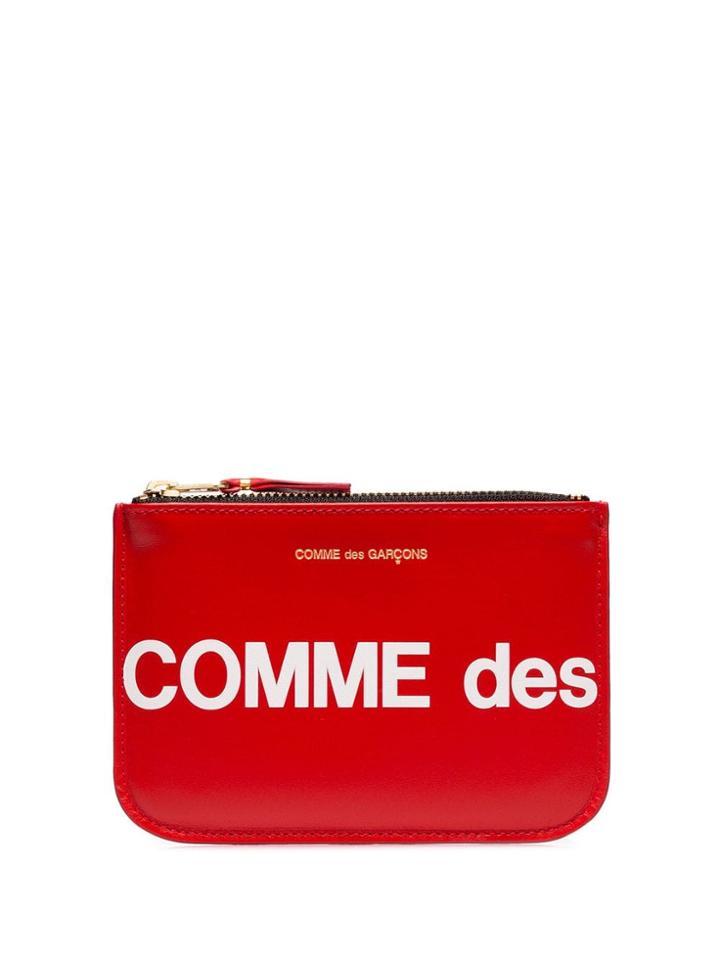 Comme Des Garçons Wallet Small Logo Printed Pouch - Red