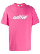 Msgm Logo Print Crewneck T-shirt - Pink