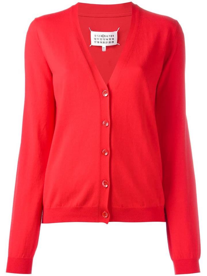 Maison Margiela Elbow Patch Cardigan, Women's, Size: Large, Red, Cotton