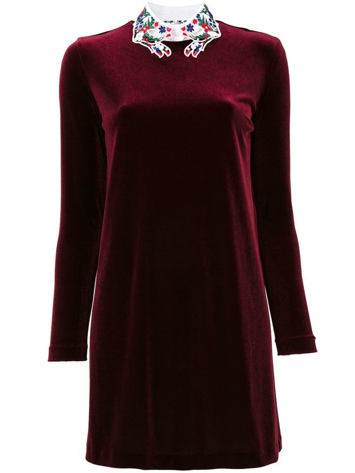 Vivetta - Stylized Collar Dress - Women - Polyester/viscose - 42, Red, Polyester/viscose