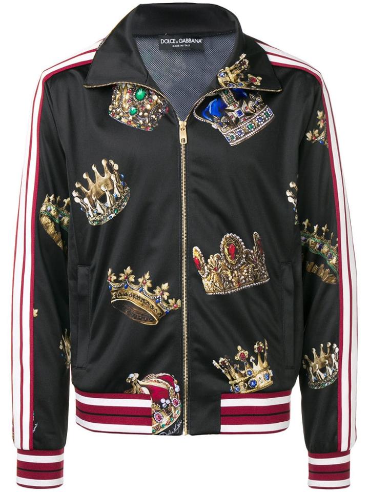 Dolce & Gabbana Crown Print Track Jacket - Black