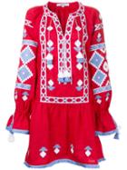 March 11 Flower Pixel Dress, Women's, Size: Large, Red, Linen/flax