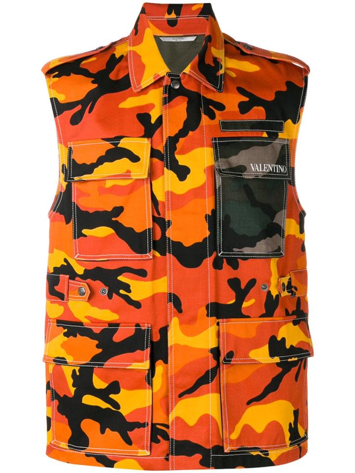 Valentino Camoushuffle Sleeveless Jacket - Yellow & Orange