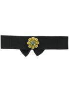 Sara Roka Gemstone Flower Belt - Black