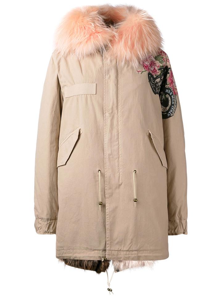 Printed Midi Parka - Women - Cotton/leather/polyamide - S, Nude/neutrals, Cotton/leather/polyamide, Mr & Mrs Italy