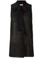 Michael Michael Kors Polka Dot Print Shirt, Women's, Size: 4, Black, Polyester