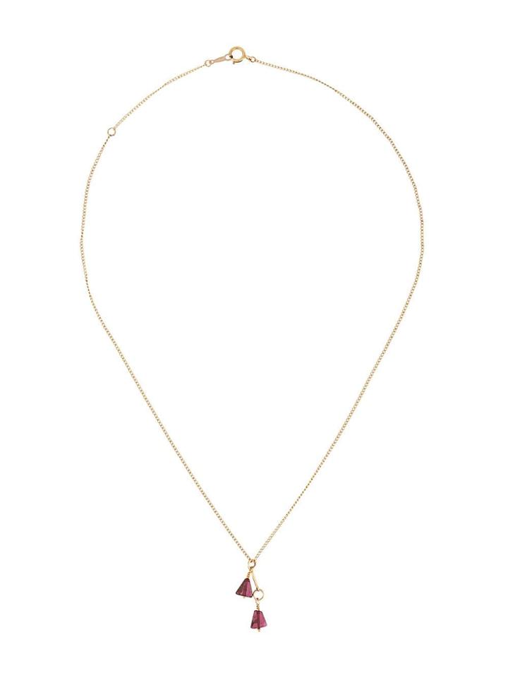 Petite Grand Garnet Drop Necklace - Gold