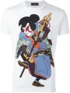 Dsquared2 Samurai Print T-shirt, Men's, Size: Medium, White, Cotton