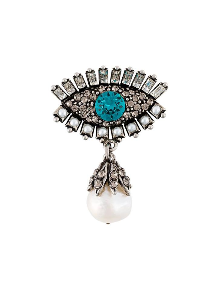 Alexander Mcqueen Jewelled Eye Brooch