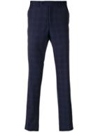Giorgio Armani Vintage Checked Straight-leg Trousers - Blue