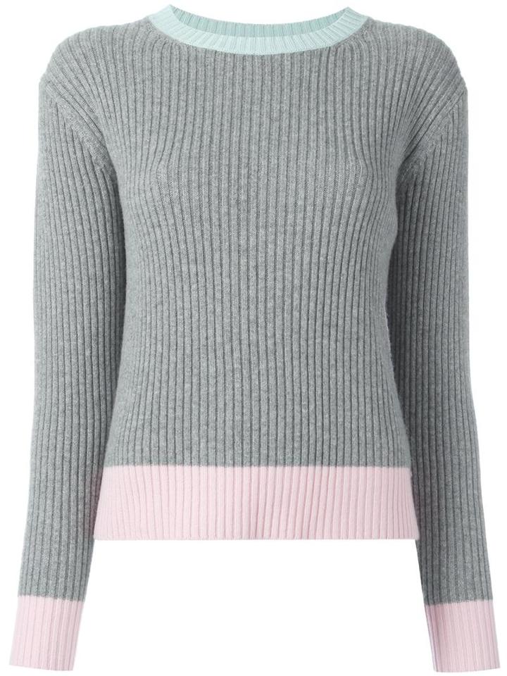 Chinti And Parker Ribbed Colour Block Jumper, Women's, Size: Xs, Grey, Cashmere/wool
