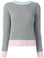Chinti And Parker Ribbed Colour Block Jumper, Women's, Size: Xs, Grey, Cashmere/wool