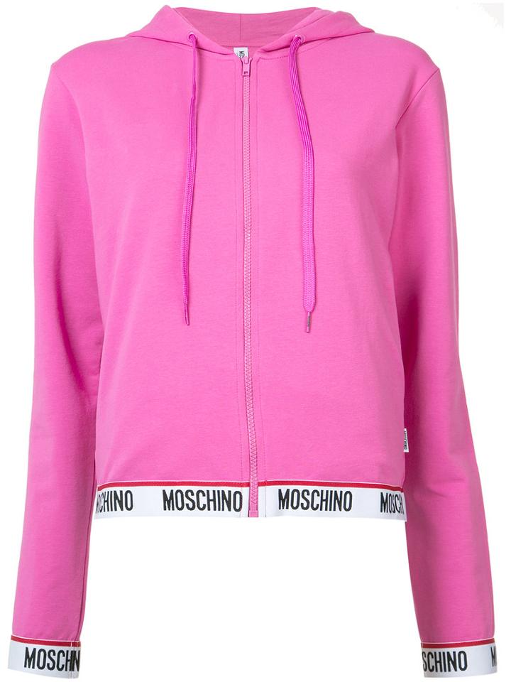 Moschino - Logo Trim Hoodie - Women - Cotton/spandex/elastane - Xs, Pink/purple, Cotton/spandex/elastane