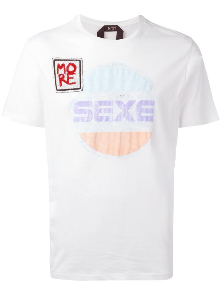No21 Printed T-shirt, Men's, Size: Xl, White, Cotton