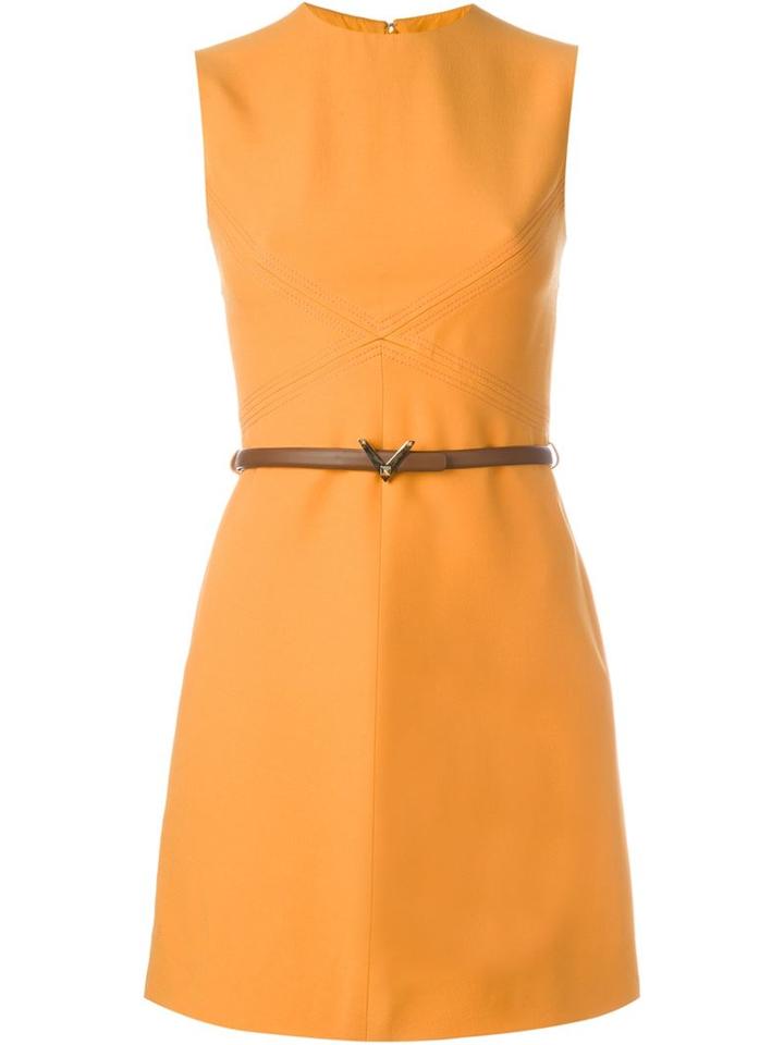 Valentino Belted Mini Dress, Women's, Size: 44, Yellow/orange, Silk/virgin Wool
