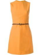 Valentino Belted Mini Dress, Women's, Size: 44, Yellow/orange, Silk/virgin Wool