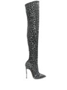 Casadei Animal Print Thigh-high Boots - Metallic