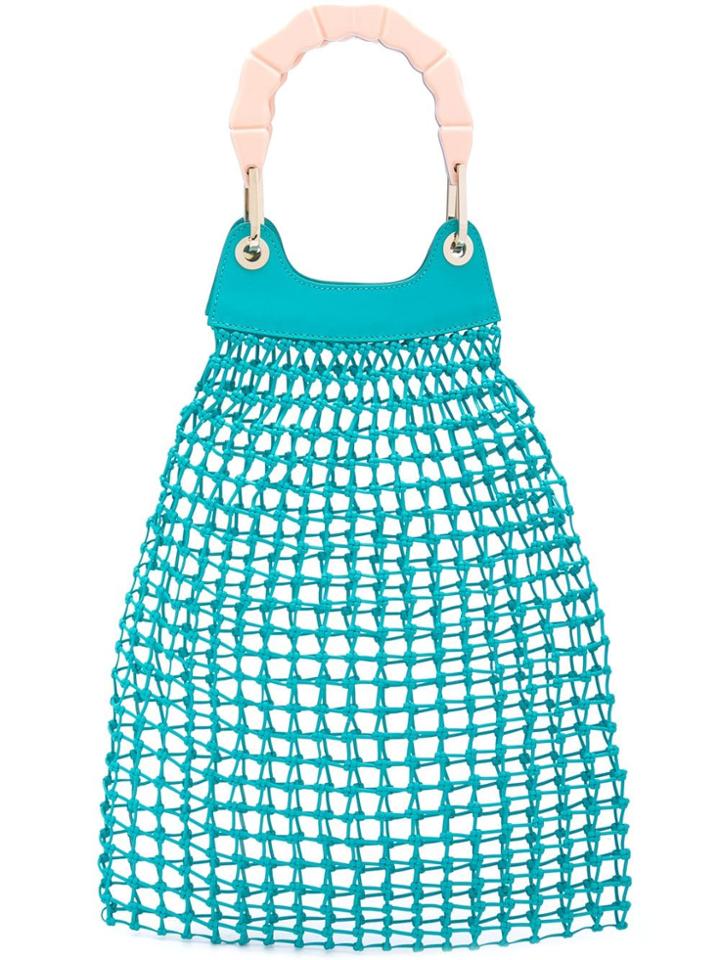 Edie Parker Mesh Detail Tote Bag - Blue