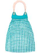 Edie Parker Mesh Detail Tote Bag - Blue