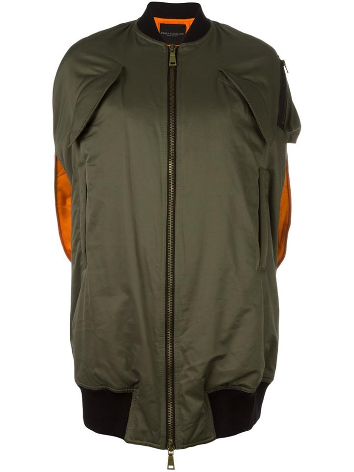 Erika Cavallini Oversized Sleeveless Bomber Jacket - Green
