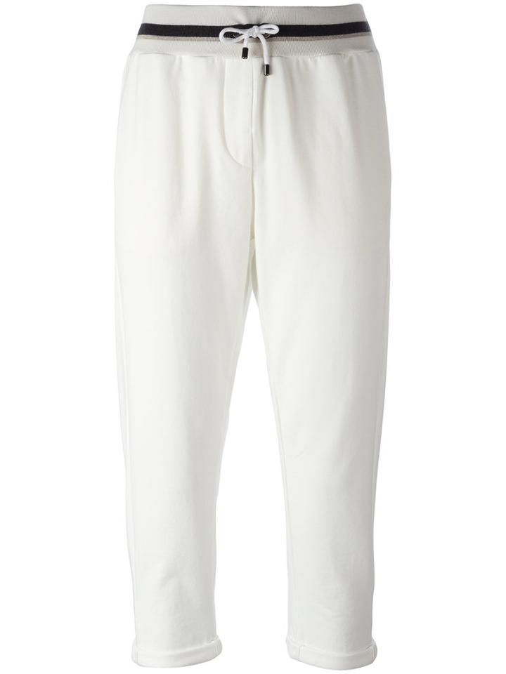 Brunello Cucinelli Cropped Trousers, Size: Medium, Nude/neutrals, Cotton/spandex/elastane/polyamide/silk