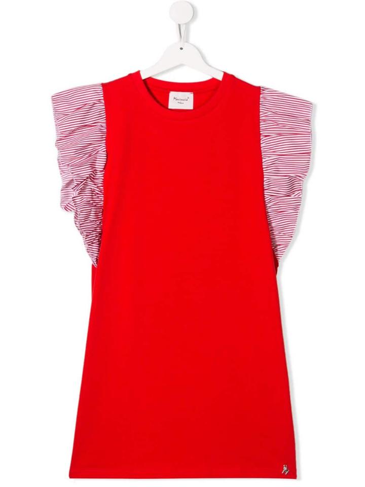 Mariuccia Milano Kids Ruffle Sleeve Dress - Red