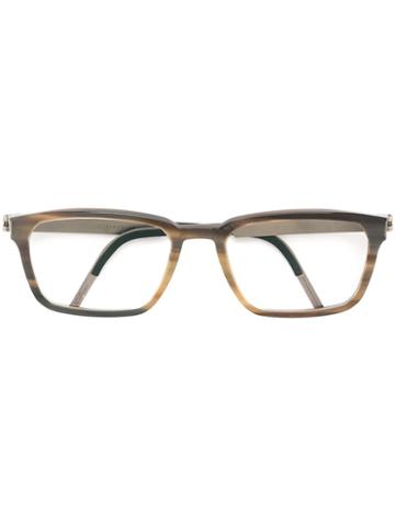 Lindberg Square Frame Glasses, Brown, Titanium/buffalo Horn