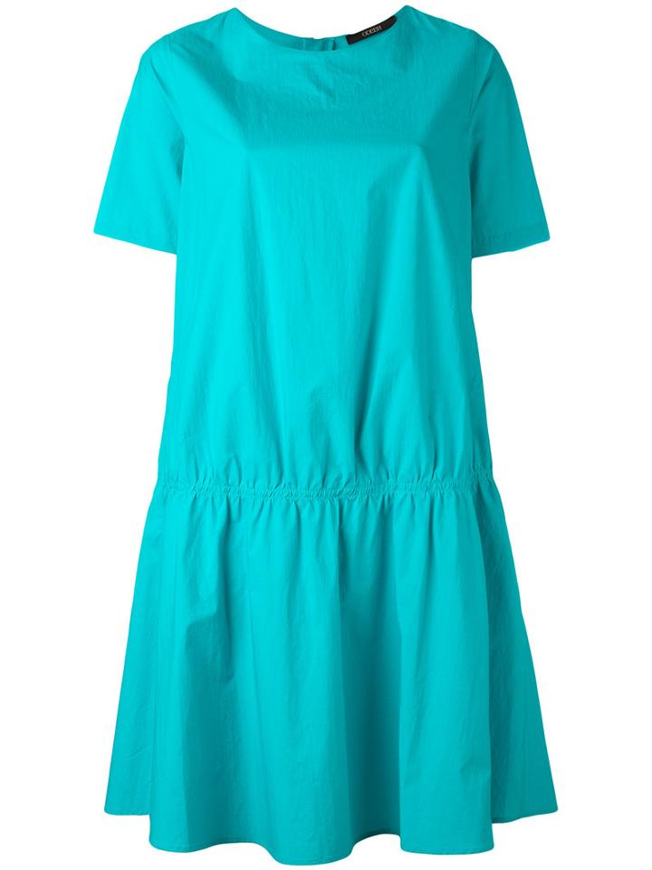 Odeeh Gathered T-shirt Dress, Women's, Size: 42, Blue, Cotton
