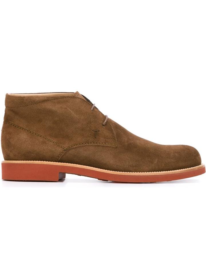 Tod's Contrast Sole Lace Up Ankle Boots