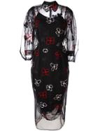Simone Rocha Floral Embroidery Dress, Women's, Size: 8, Black, Cotton/polyamide/polyester/metallized Polyester
