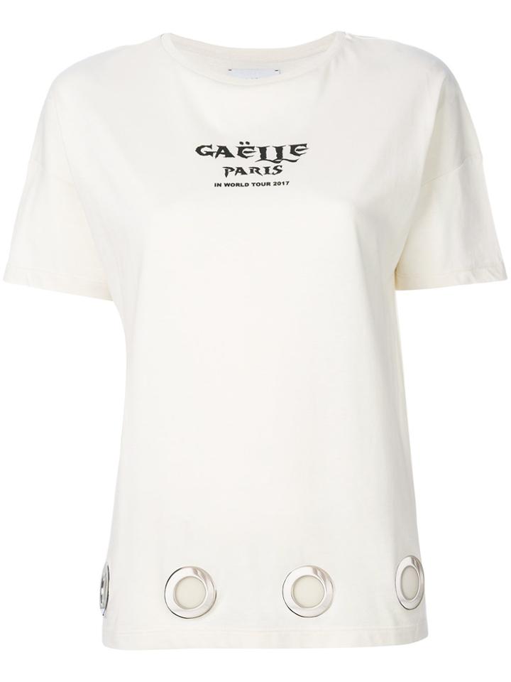 Gaelle Bonheur Short Sleeved Eyelet T-shirt - White
