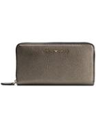 Emporio Armani Zip-around Logo Wallet - Metallic